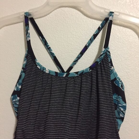 Soybu Floral Striped Workout Yoga Athletic Tank Top Built in Bra Strappy Small - Picture 2 of 7